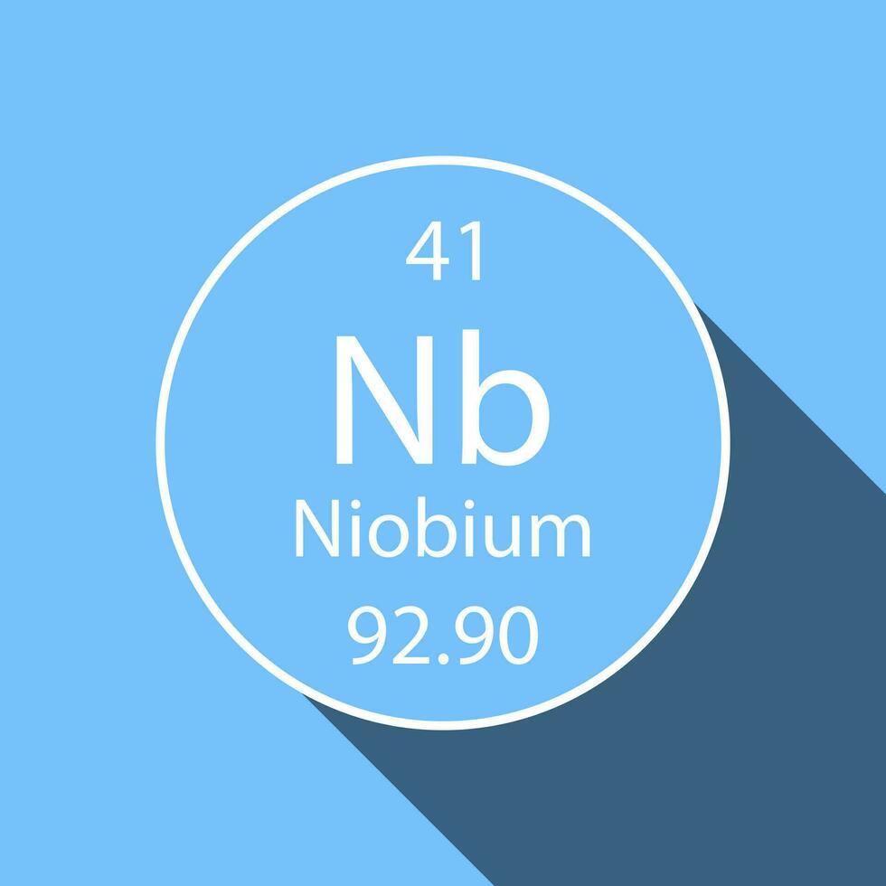 niob symbol med lång skugga design. kemisk element av de periodisk tabell. vektor illustration.