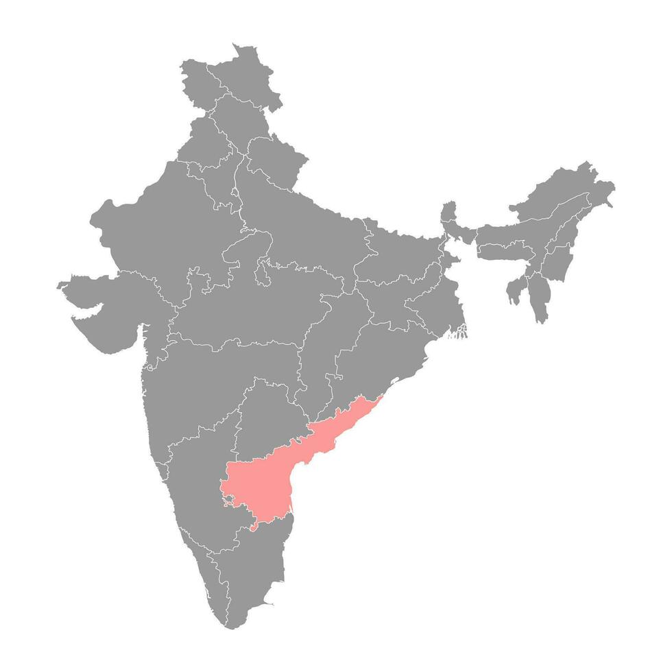 andhra Pradesh Zustand Karte, administrative Aufteilung von Indien. Vektor Illustration.