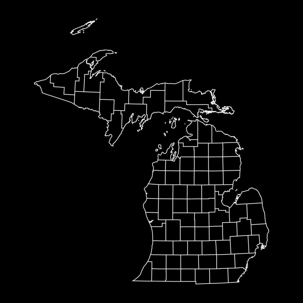 Michigan stat Karta med län. vektor illustration.