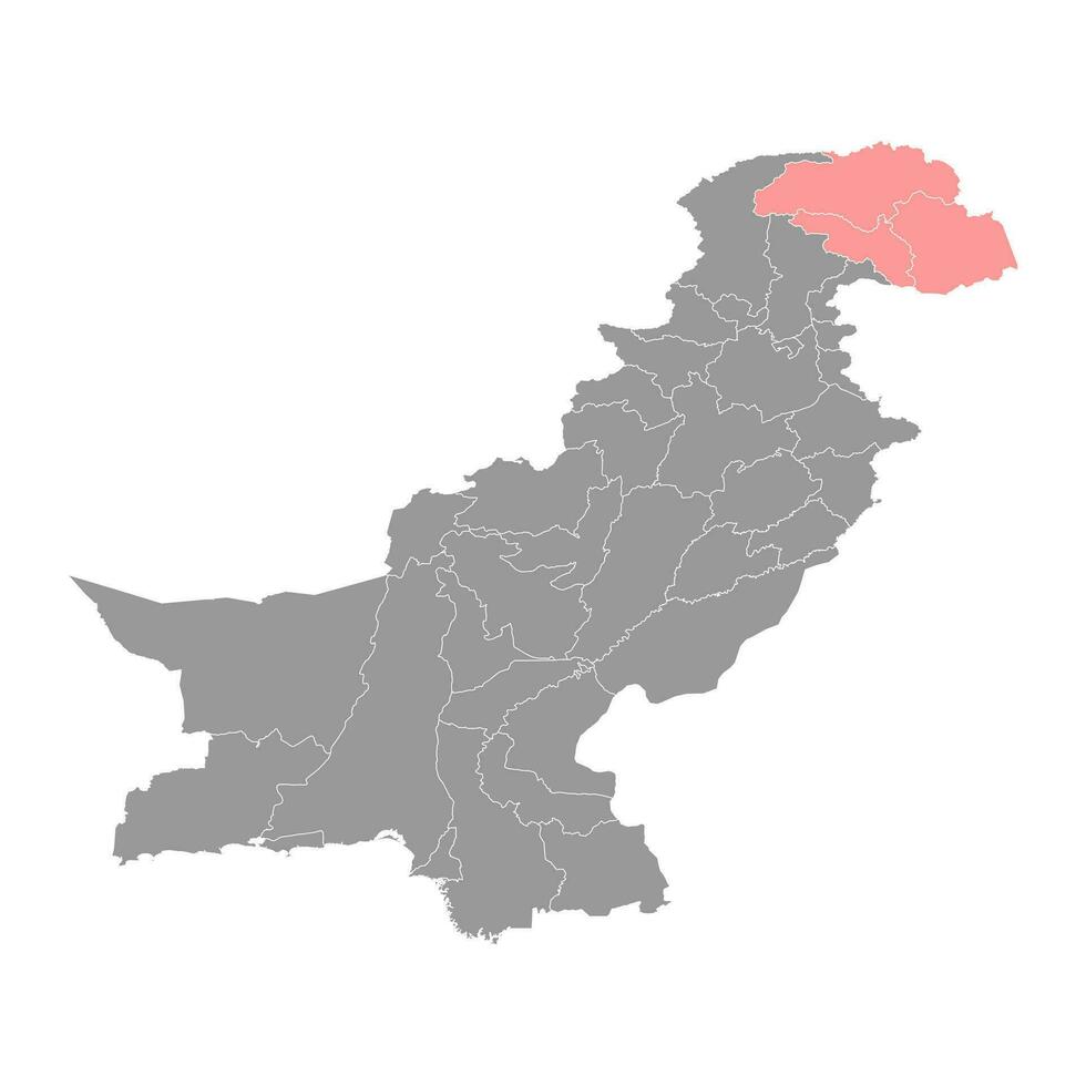 Gilgit Baltistan Region Karte, administrative Gebiet von Pakistan. Vektor Illustration.