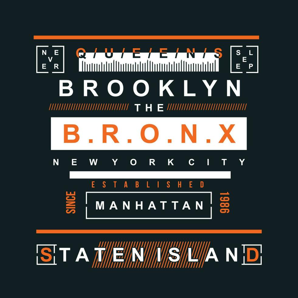 de bronx brooklyn abstrakt, typografi design vektor, grafisk illustration, för t skjorta vektor