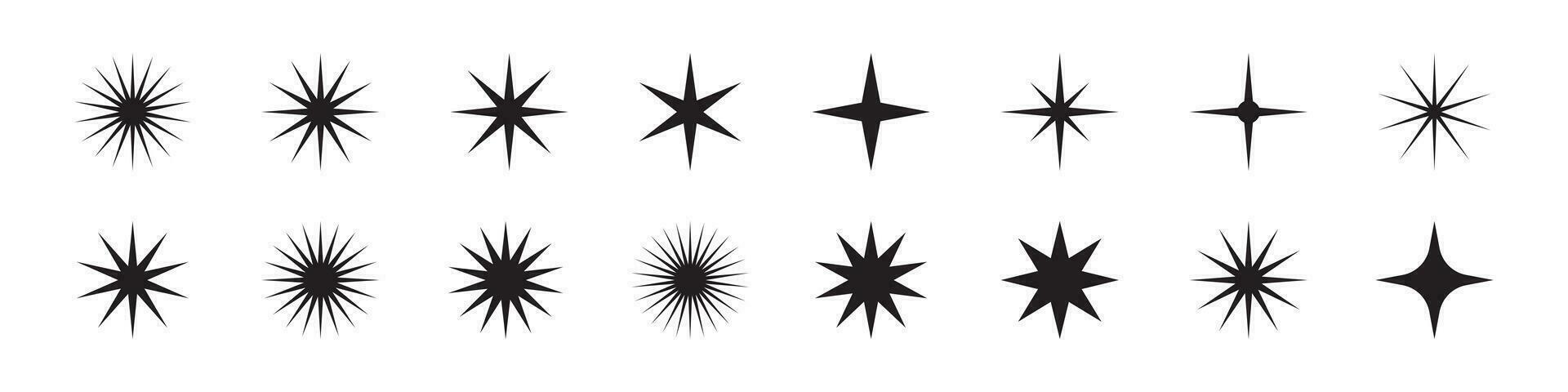 einstellen von Sternenexplosion. Stern. Sammlung von modisch Sterne Formen. Vektor Symbole zum Apps und Webseiten.