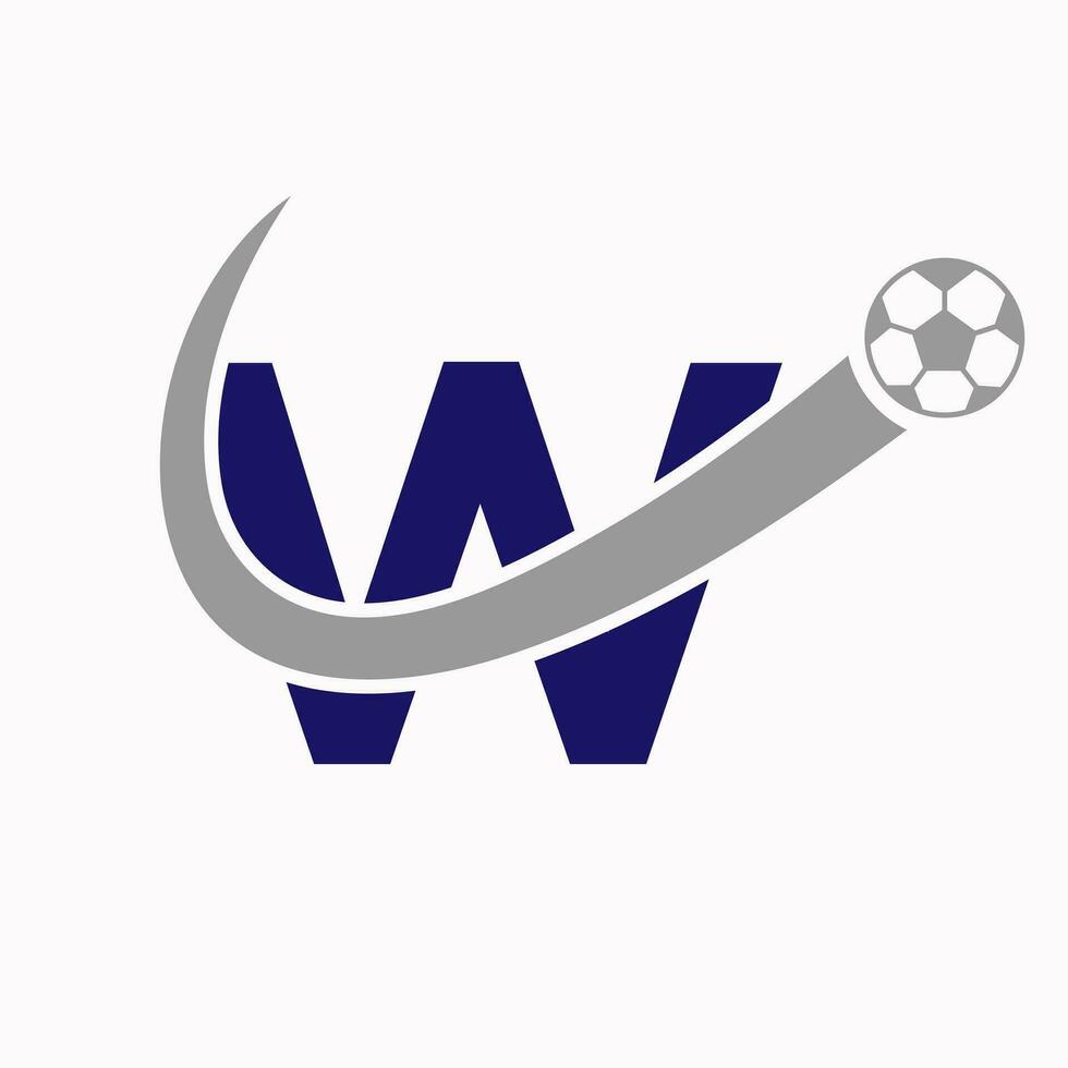 Initiale Brief w Fußball Logo. Fußball Logo Konzept mit ziehen um Fußball Symbol vektor