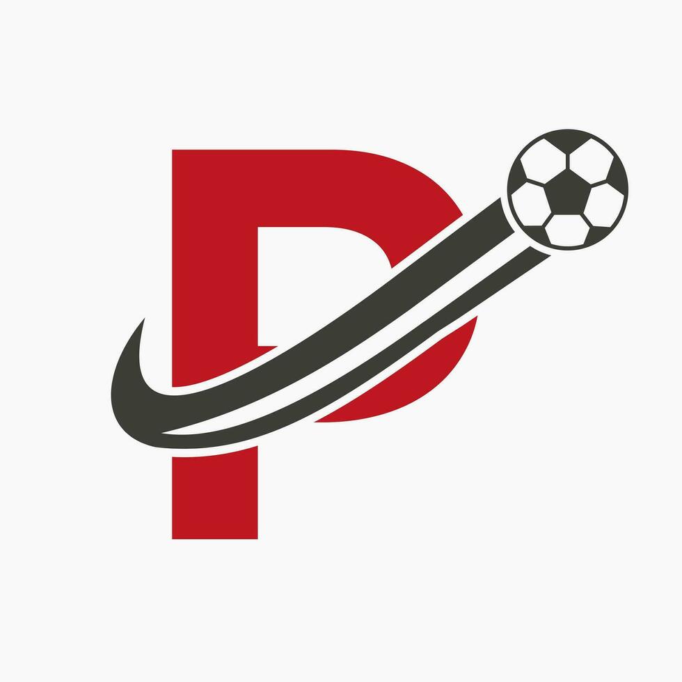 Initiale Brief p Fußball Logo. Fußball Logo Konzept mit ziehen um Fußball Symbol vektor