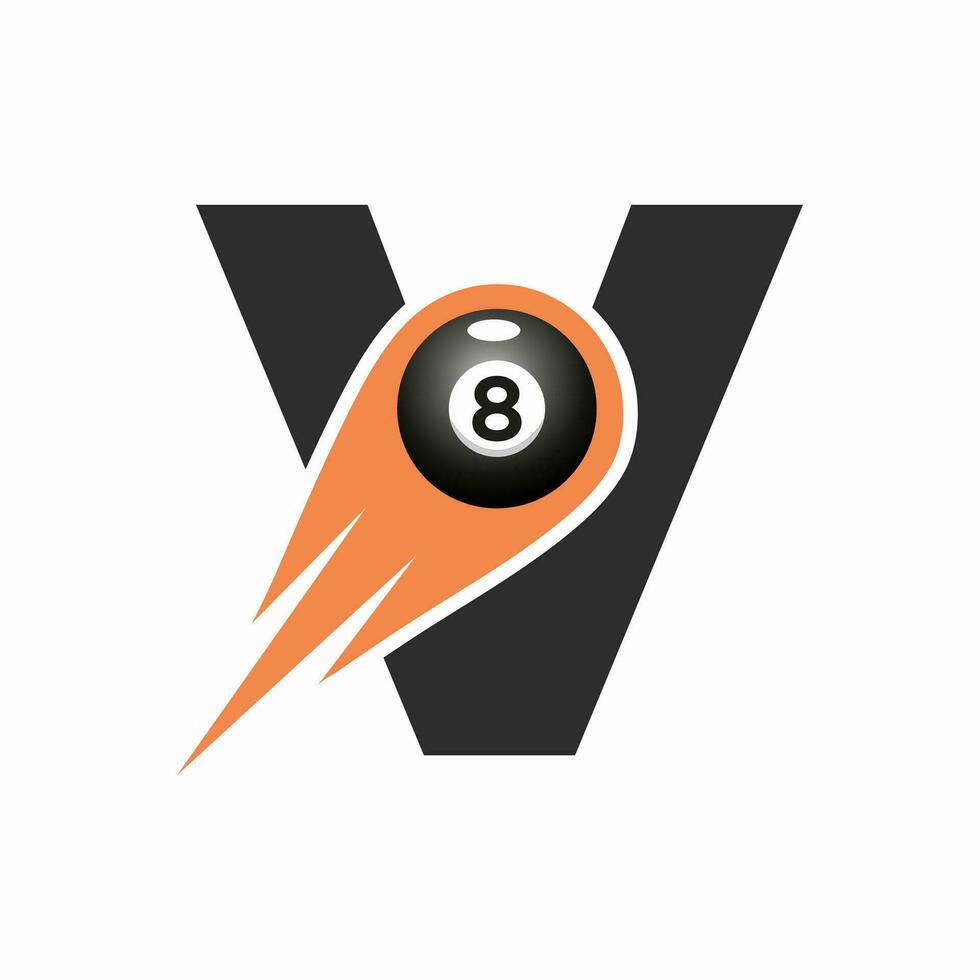 Brief v Billard- Sport Mannschaft Verein Logo. 8 Ball Schwimmbad Logo Design Vorlage vektor