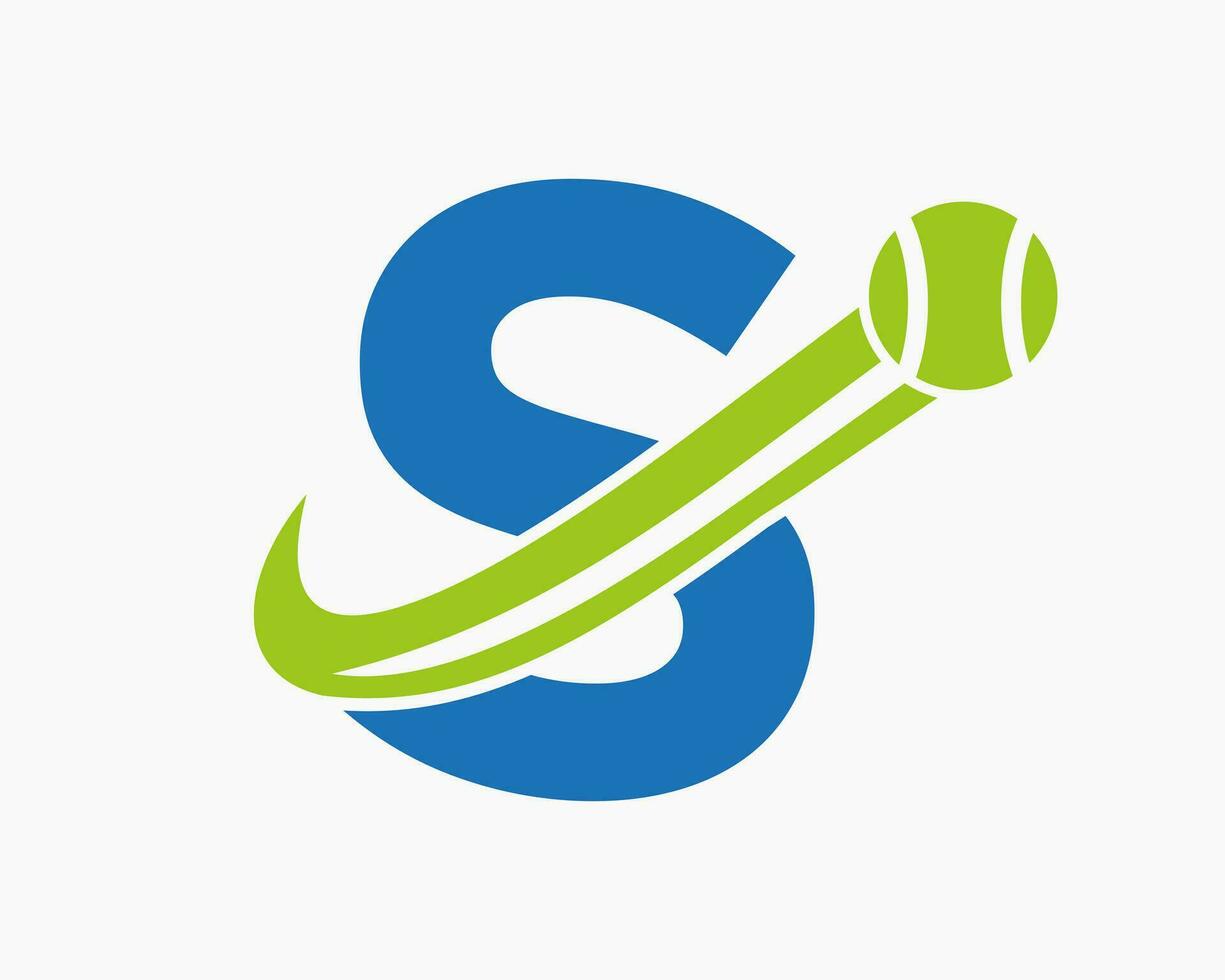 Buchstabe s Tennisclub-Logo-Design-Vorlage. Tennissportakademie, Vereinslogo vektor