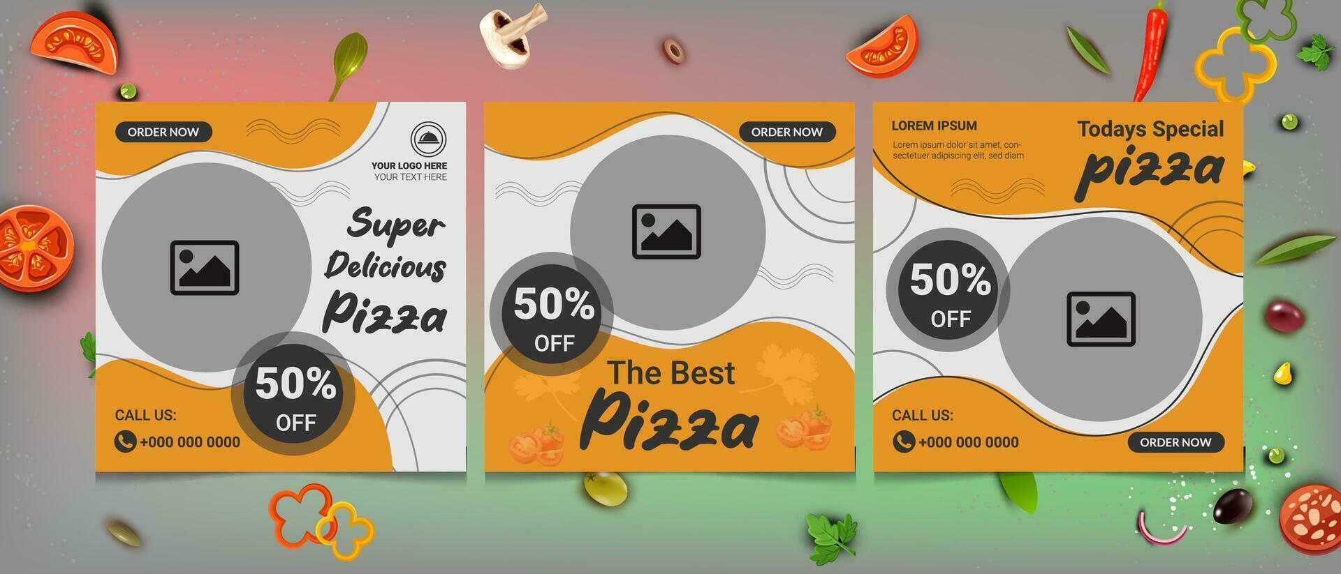 Besondere Rabatt Angebot Preis von Pizza Banner Vorlage Design zum Essen Post 2023 auf Sozial Medien. geeignet zum Restaurant und kulinarisch Digital Förderung. rot und Gelb Hintergrund Farbe gestalten Vektor. vektor