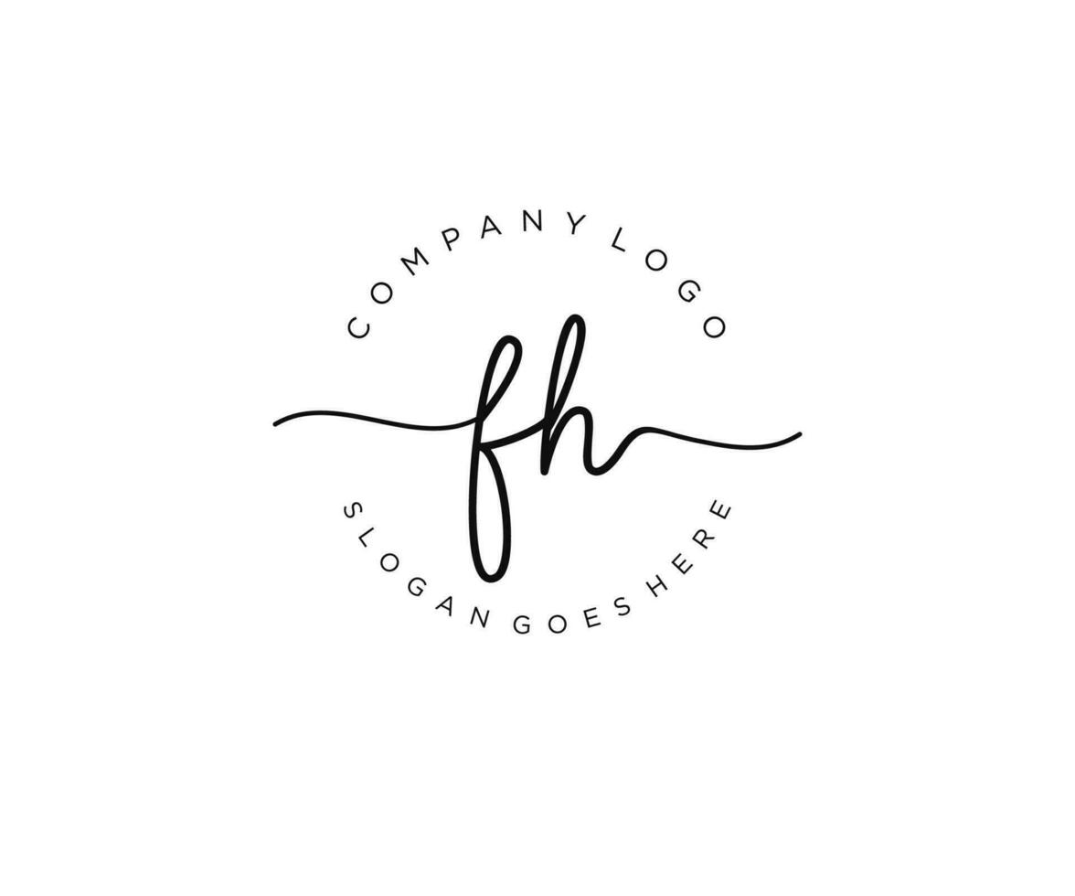 första fh feminin logotyp skönhet monogram och elegant logotyp design, handstil logotyp av första signatur, bröllop, mode, blommig och botanisk med kreativ mall. vektor