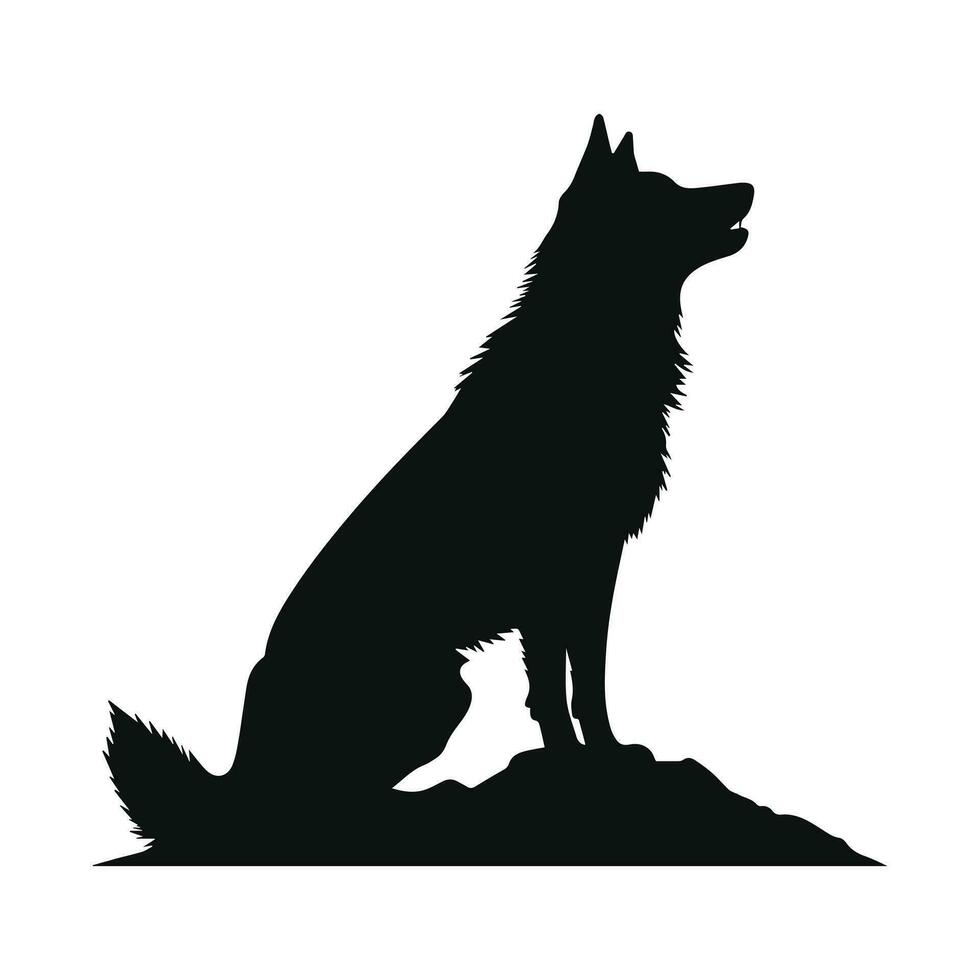 Wolf schwarz Silhouette mit Vektor Illustration
