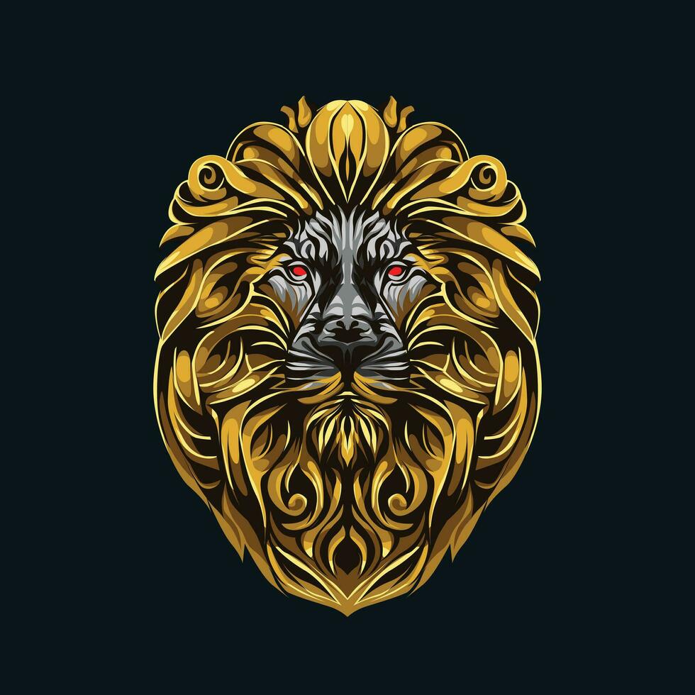 Illustration von ein golden Löwe Kopf Ornament vektor