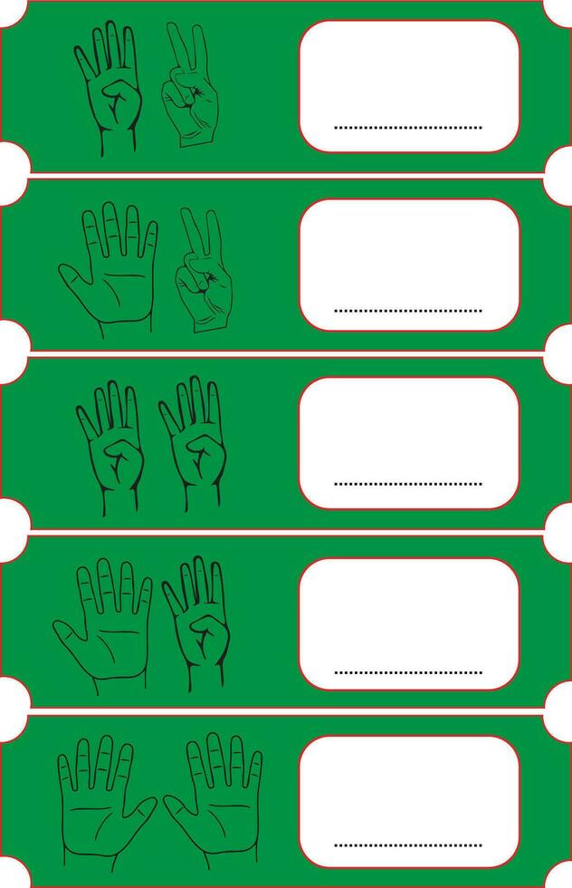 Hand Design Zählen 6 zu 10 zum Kinder, Schreiben Nummer Symbole mit Finger geeignet zum Kinder- Lernen Materialien vektor