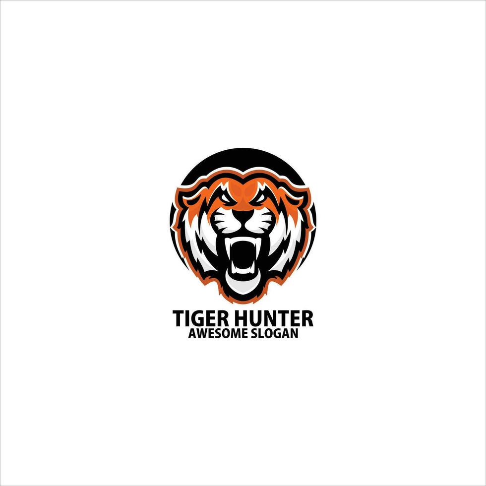 tiger jägare logotyp gaming esport design maskot vektor