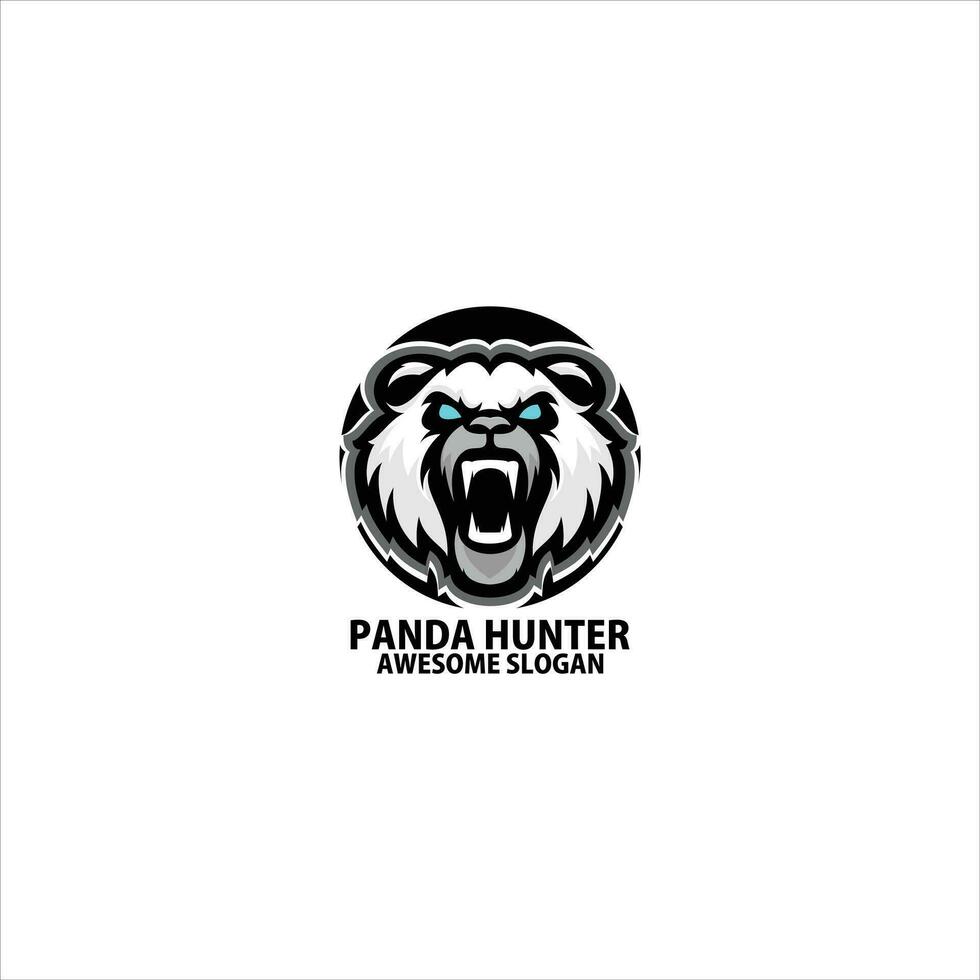 panda jägare logotyp gaming esport design maskot vektor