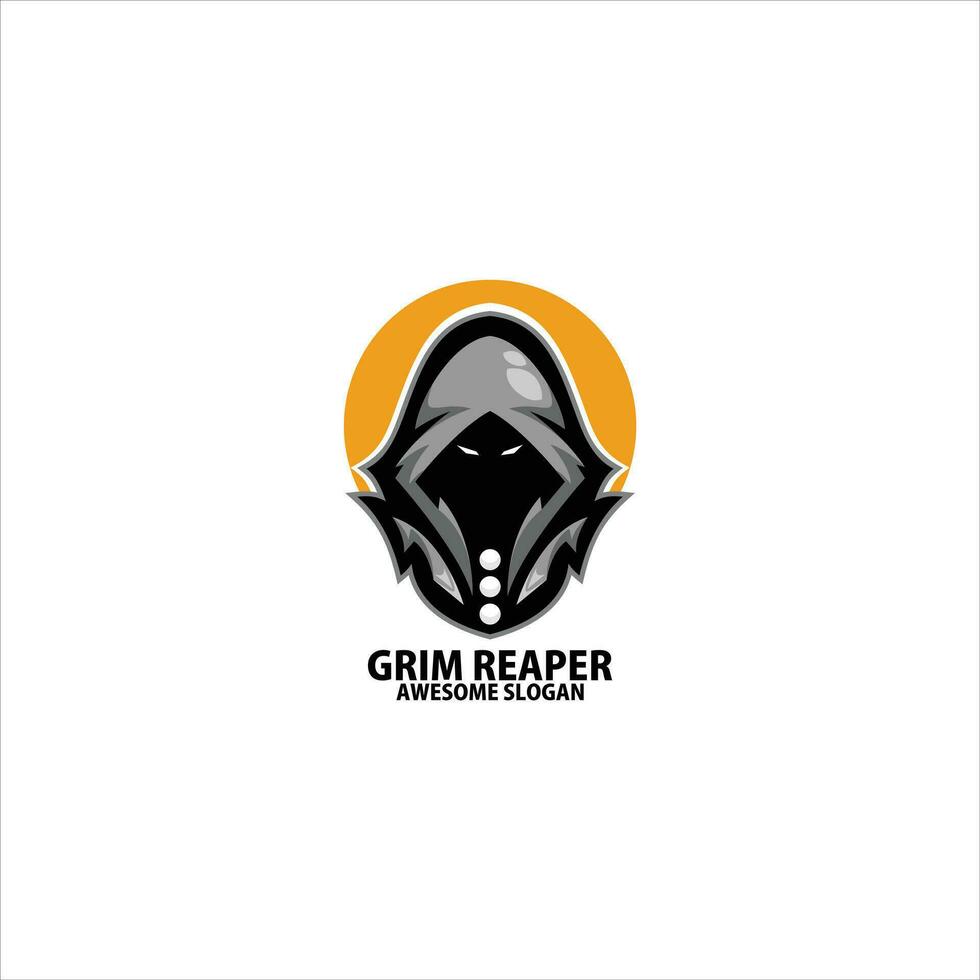grimmig Sensenmann Logo Design Spielen Maskottchen vektor