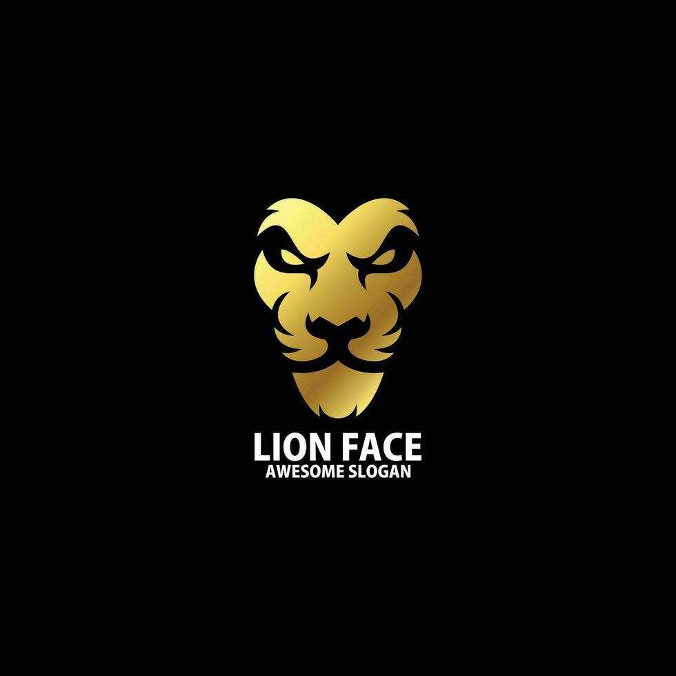 lejon ansikte med lyx logotyp design lutning Färg vektor