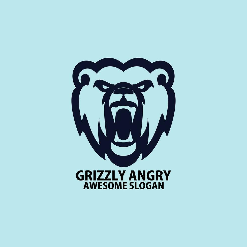 grizzly huvud logotyp design linje Färg vektor