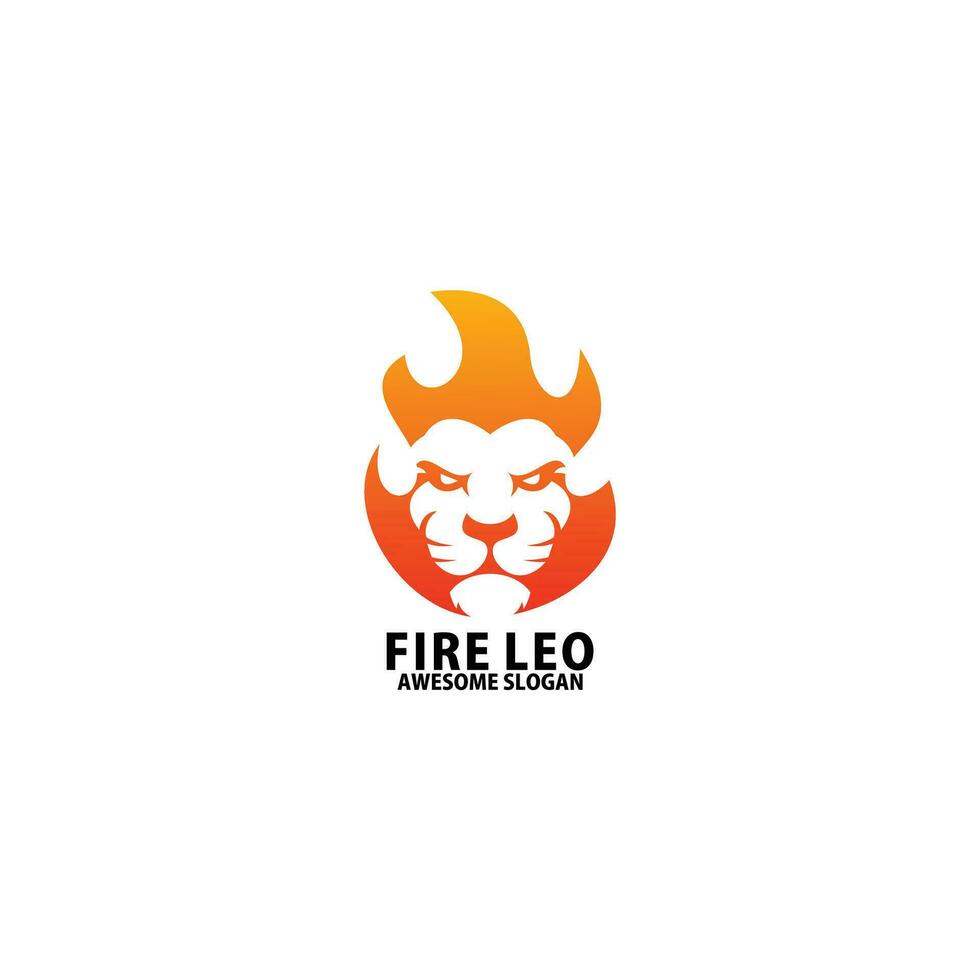 brand med lejon ansikte logotyp design lutning Färg vektor