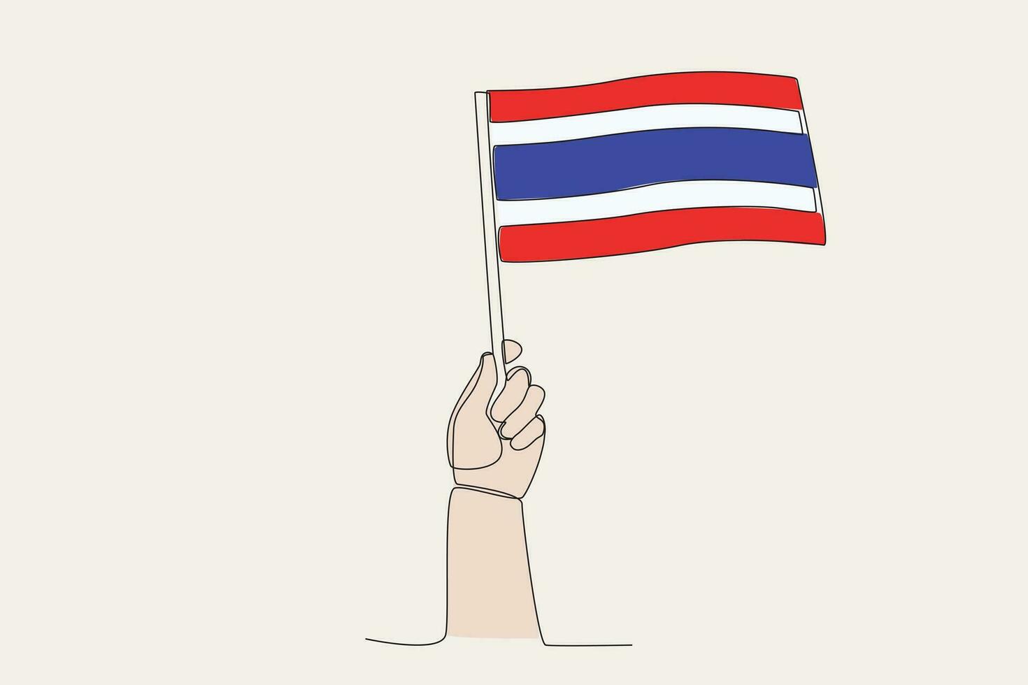 en hand Uppfostrad de thailand flagga vektor