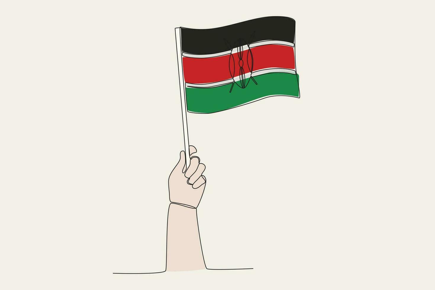 en hand Uppfostrad de kenya flagga vektor