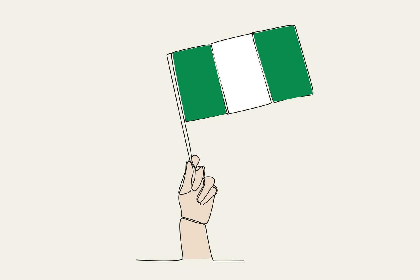 en hand Uppfostrad de nigeria flagga vektor