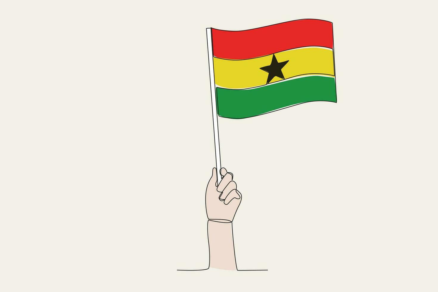 en hand Uppfostrad de ghana flagga vektor