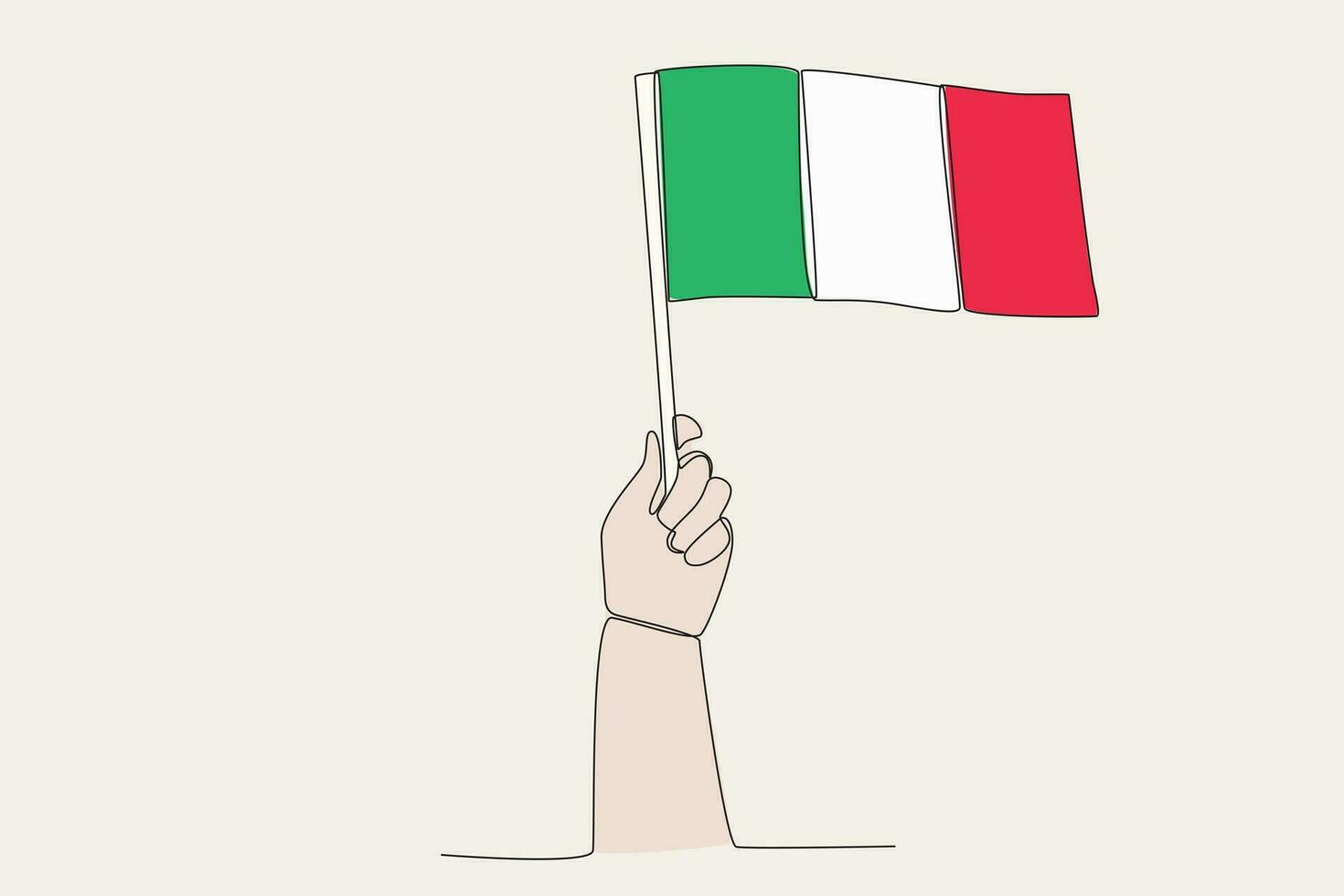 ein Hand angehoben das Italien Flagge vektor