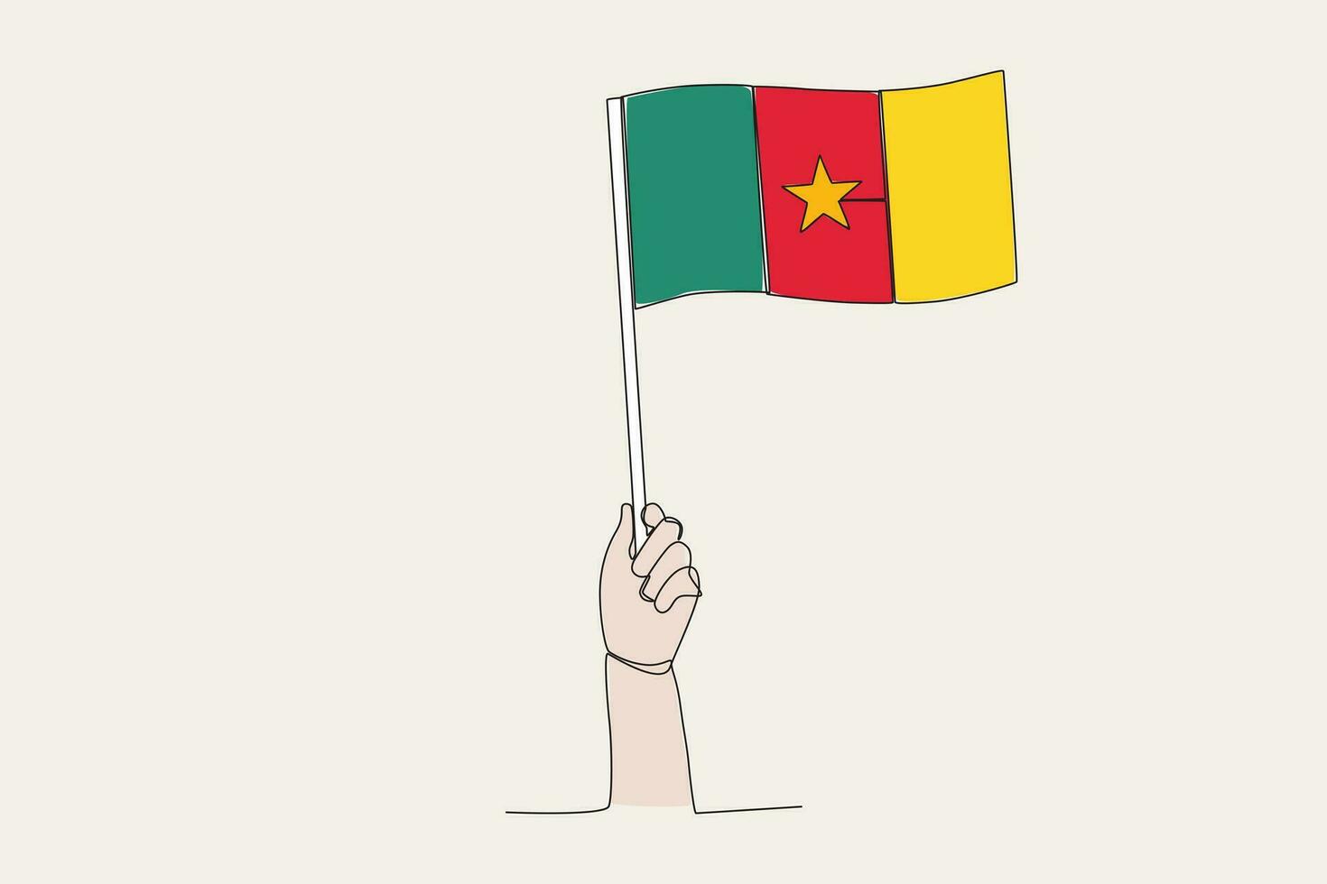 en hand Uppfostrad de cameroon flagga vektor