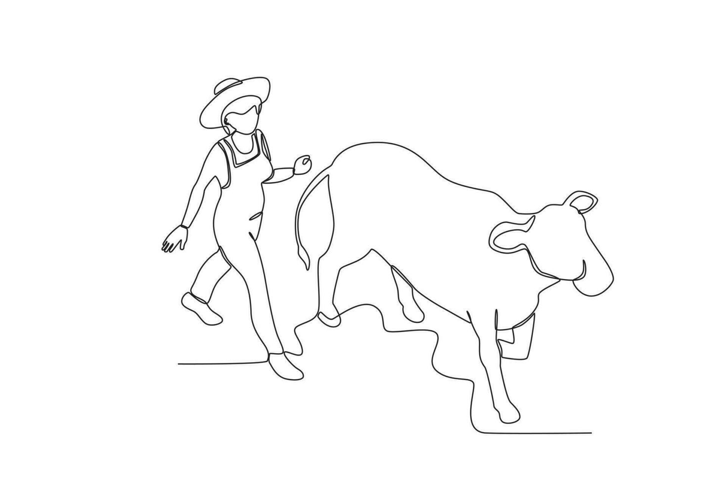 ein Schäfer Herden ein Kuh vektor