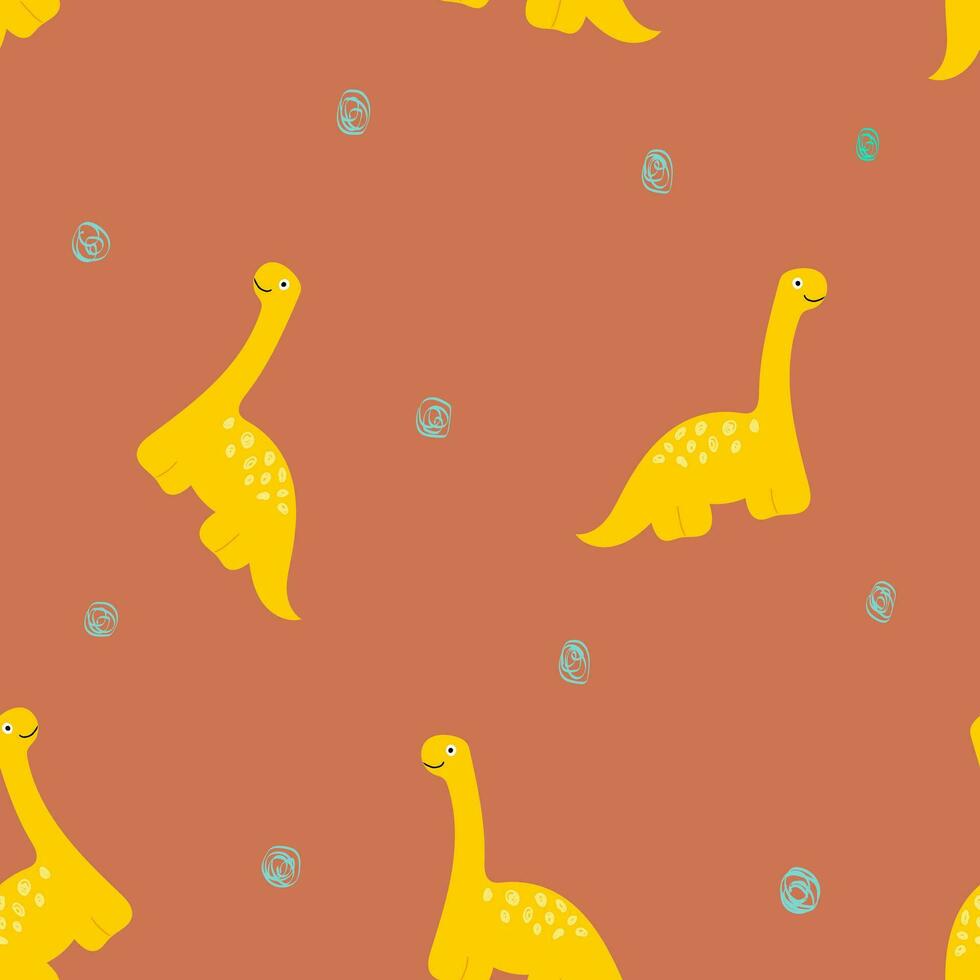 süß Dinosaurier Silhouette nahtlos Muster mit abstrakt Design Elemente.prähistorisch Illustration zum Kinder Mode, Textil, Kleidung, Dino Charakter im Gekritzel Stil. vektor