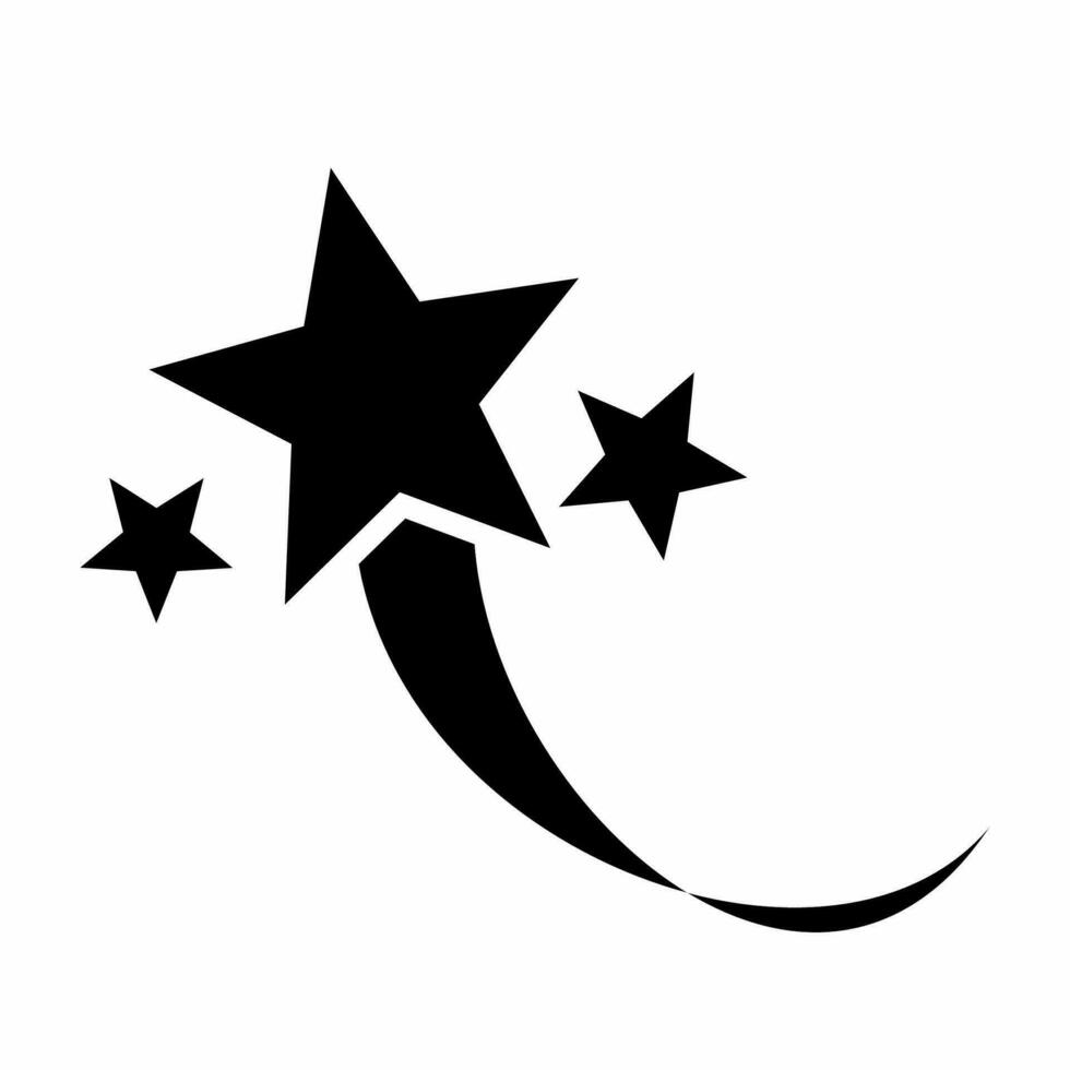 steigend Star mit Schwanz Wirkung. schwarz Star Symbol isoliert auf Weiß Hintergrund. vektor