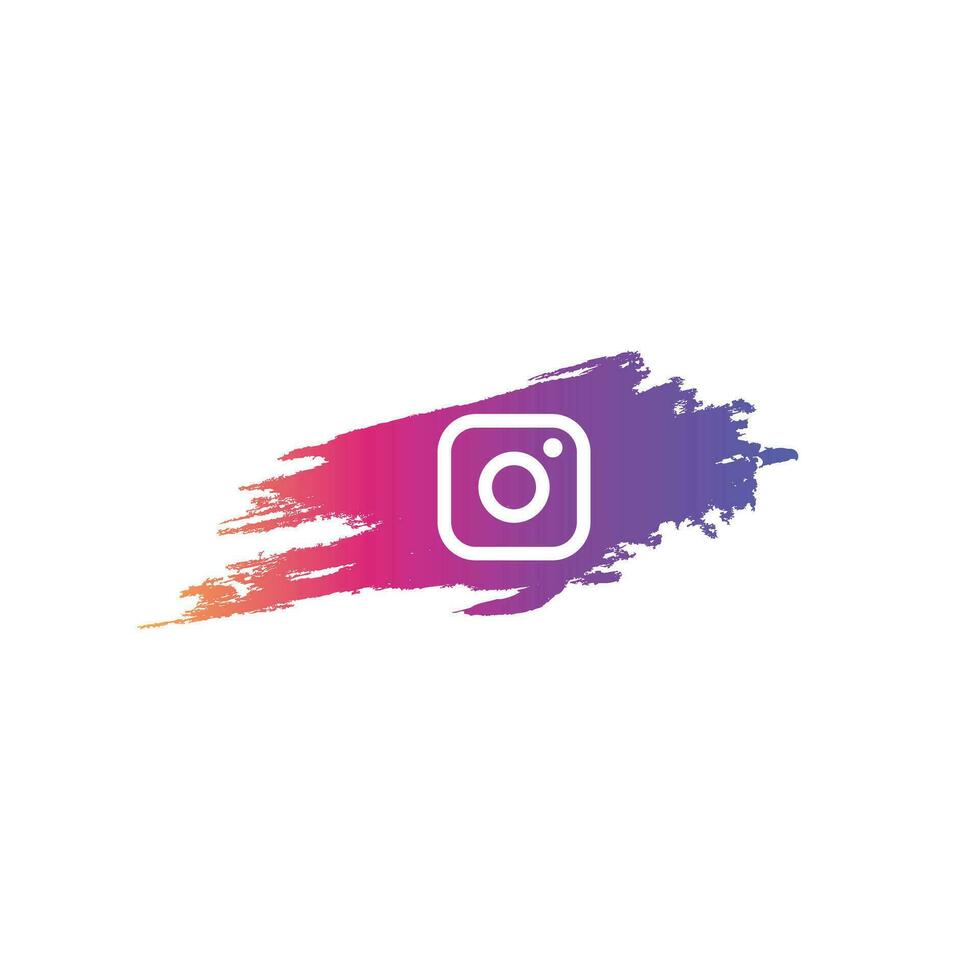 Instagram social media logotyp ikon med vattenfärg borsta, Instagram bakgrund vektor