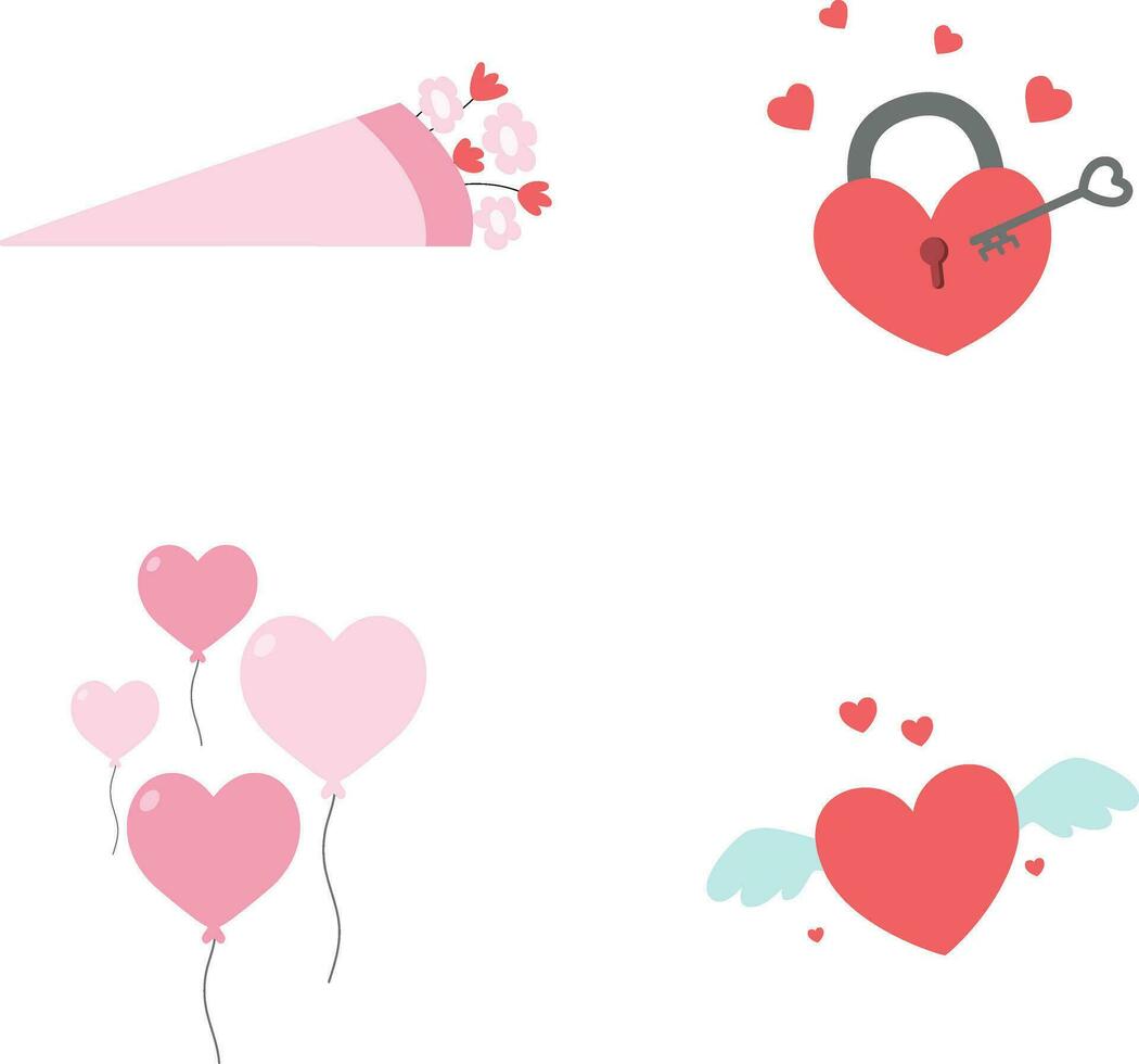 Valentinstag Tag Element mit Herz Muster und glücklich Typografie Valentinsgrüße Tag. Vektor Illustration.