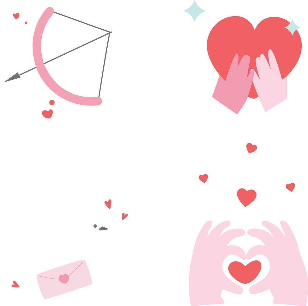 hjärtans dag element med hjärta mönster och Lycklig typografi valentines dag. vektor illustration.