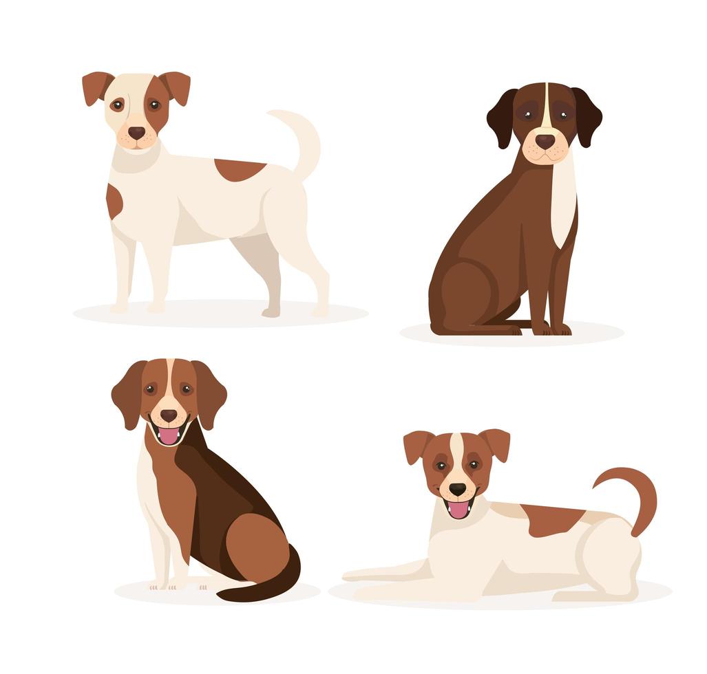 grupp av hundar djur ikoner vektor