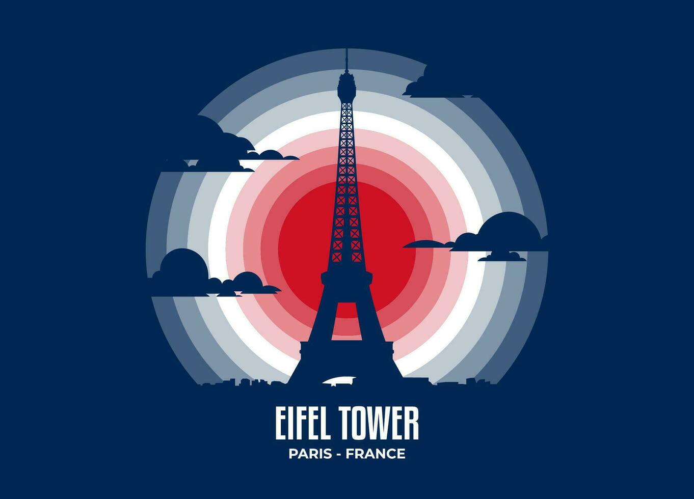 eifel Turm Vektor. Mondlicht Illustration von berühmt historisch Statue und die Architektur im vereinigt Königreich. Farbe Ton basierend auf Flagge. Vektor eps 10