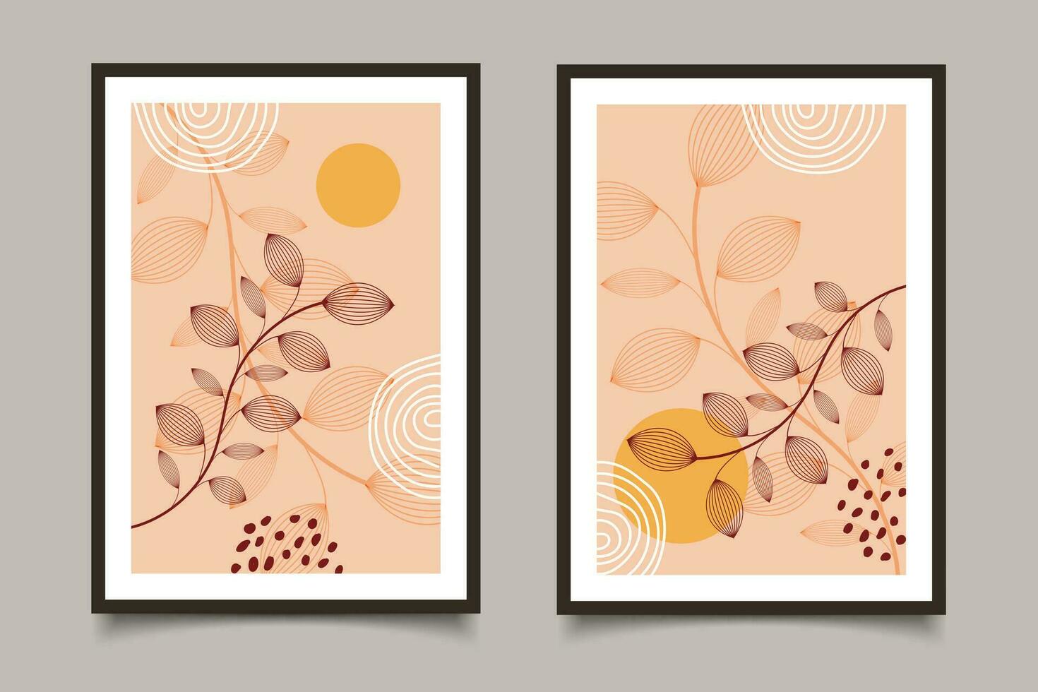 abstrakt botanisk minimalistisk vägg konst samling vektor