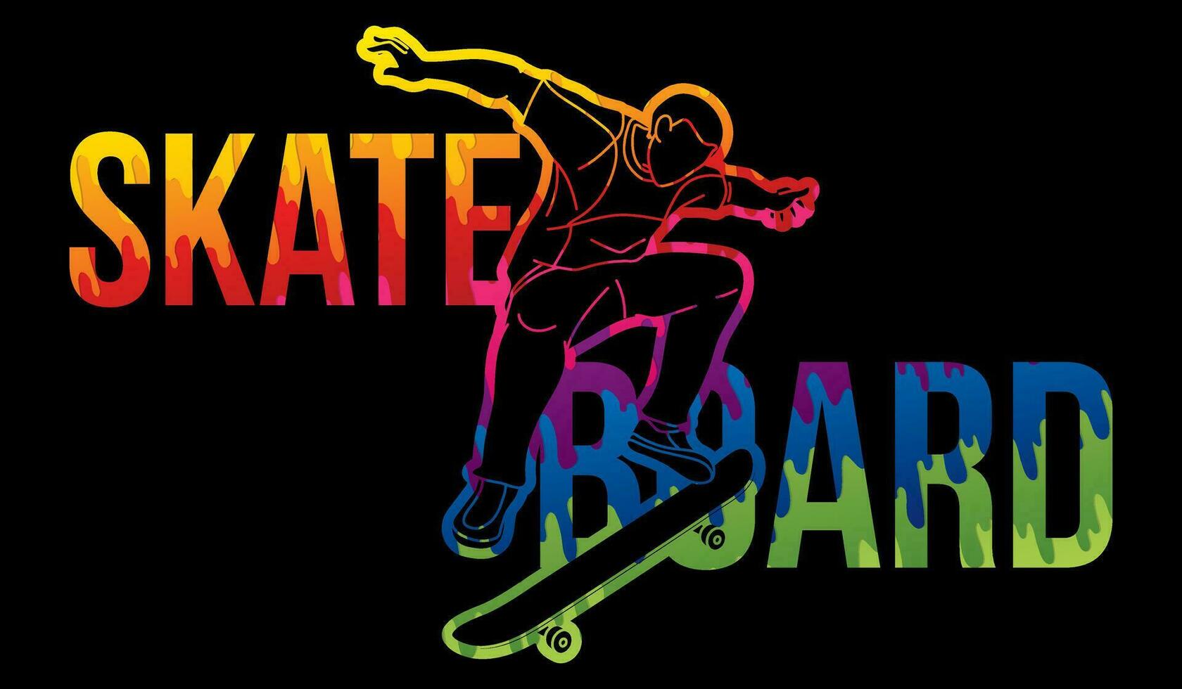 Skateboard Text entworfen mit männlich Spieler Graffiti vektor
