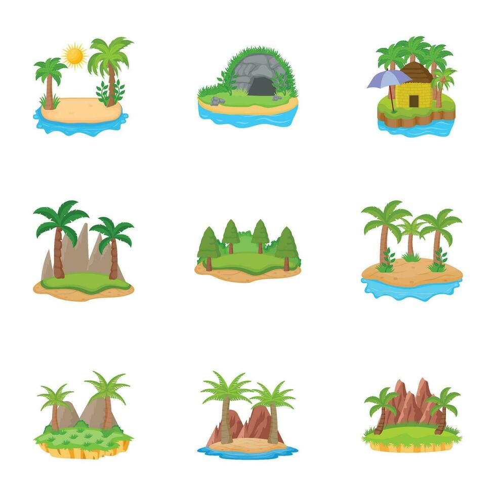 das Insel Szenen Vektor Symbole