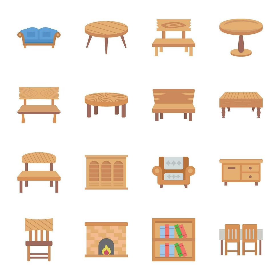 Pack von Möbel eben Vektor Symbole