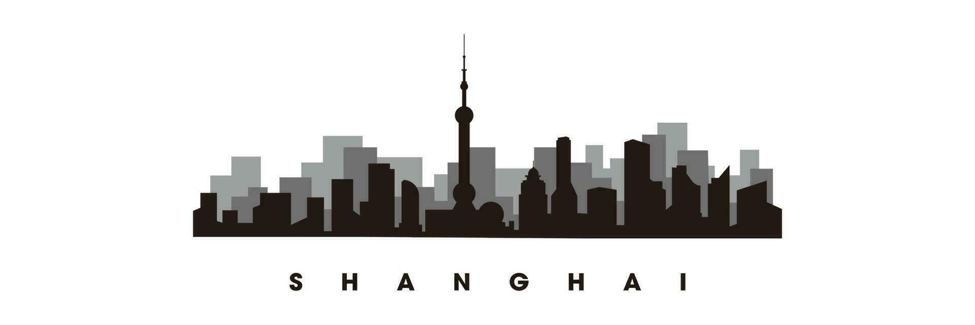 Shanghai Horizont und Sehenswürdigkeiten Silhouette Vektor