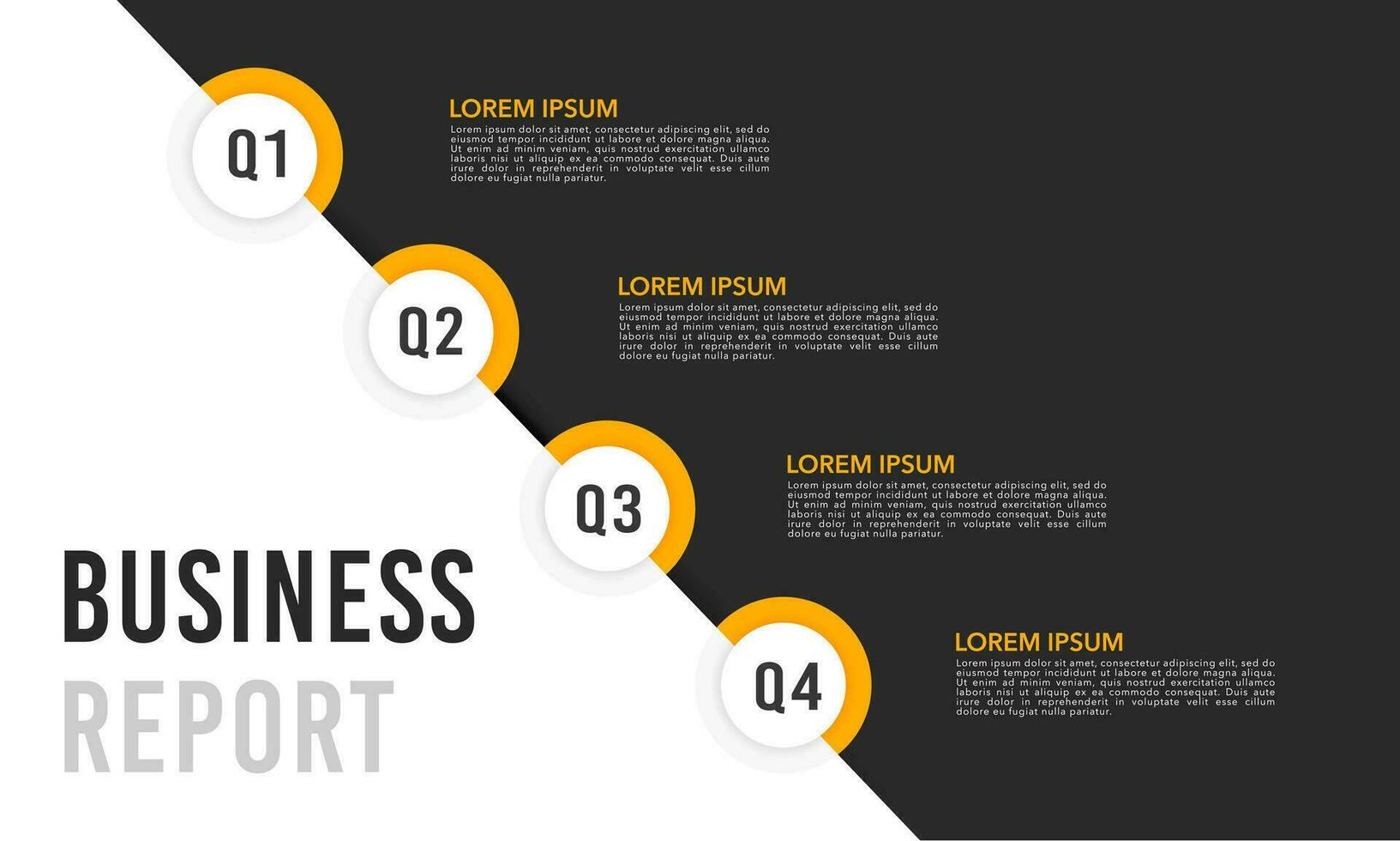 företag Rapportera infographics med 4 cirklar. företag presentation. vektor illustration.