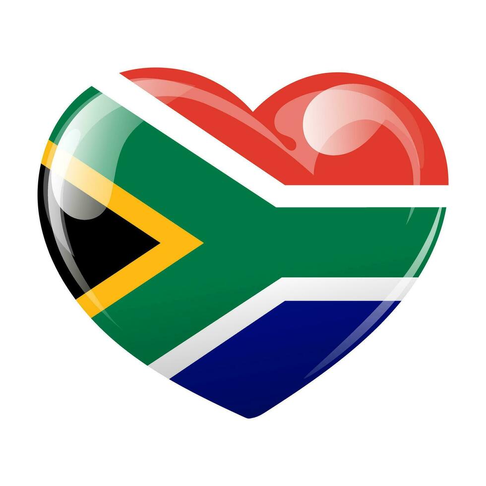 flagga av de republik av söder afrika i de form av en hjärta. hjärta med söder afrikansk flagga. 3d illustration, vektor