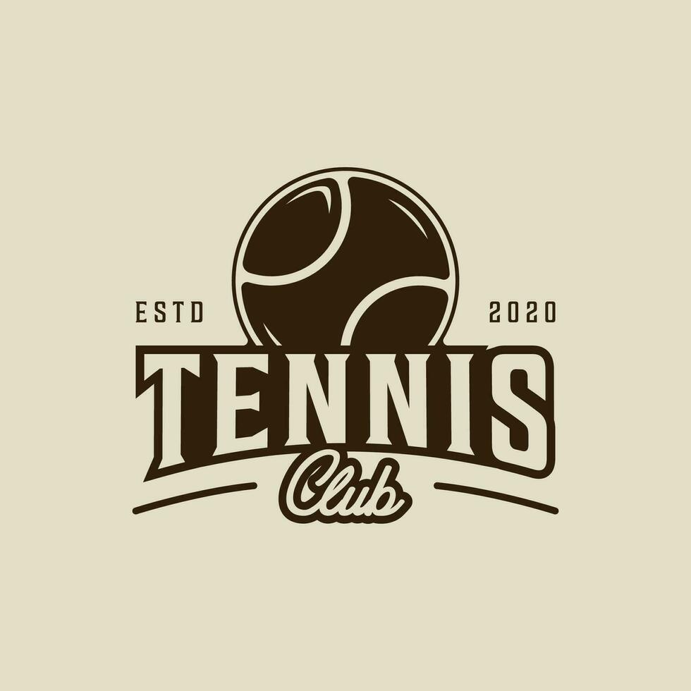 Ball von Tennis Logo Jahrgang Vektor Illustration Vorlage Symbol Grafik Design. Sport Zeichen oder Symbol zum Verein oder Turnier Konzept