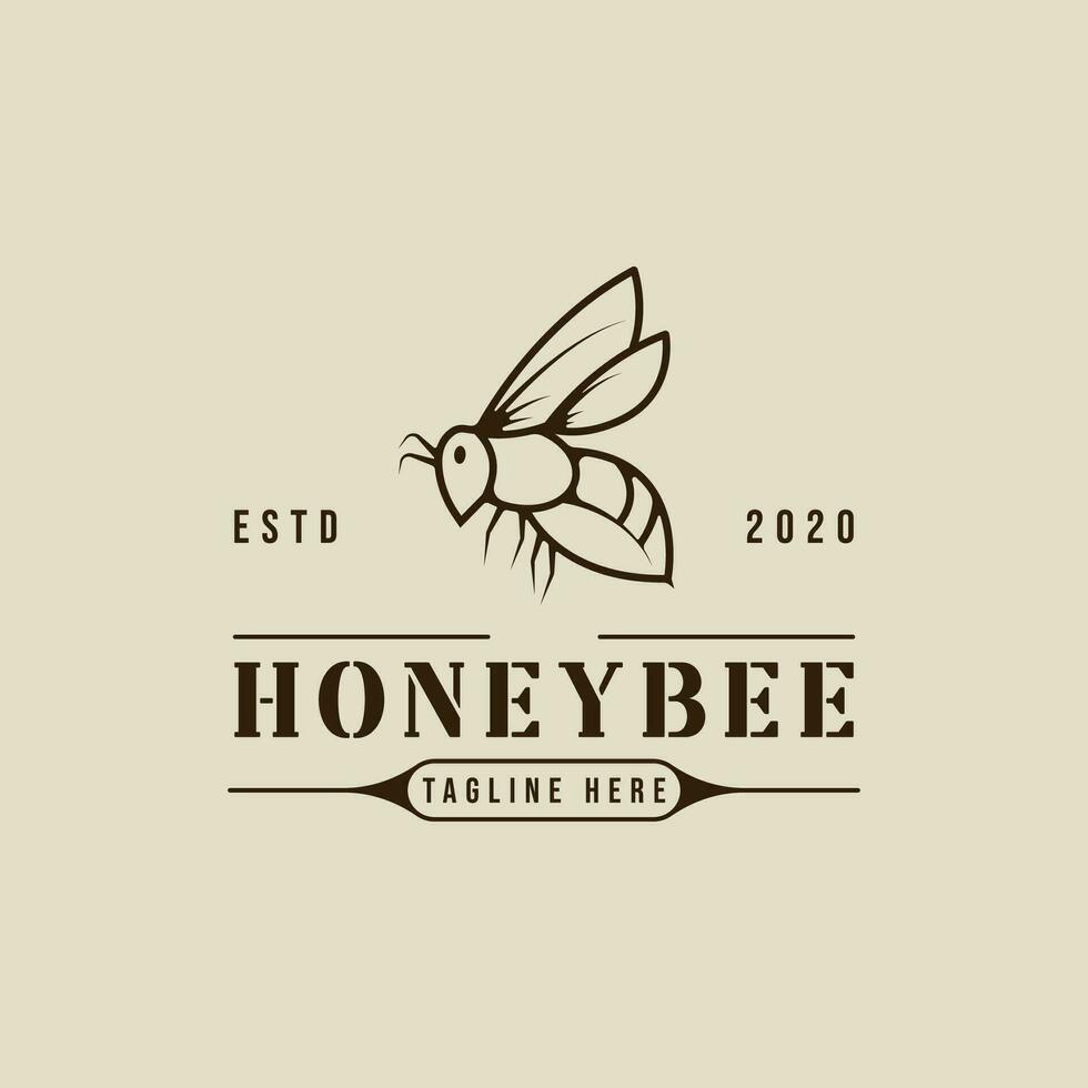 Biene Logo Linie Kunst Vektor einfach Illustration Vorlage Symbol Grafik Design. Honig Bienenstock Zeichen oder Symbol zum Produkt von Natur Geschäft