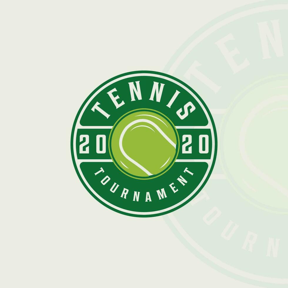 Ball von Tennis Logo Emblem Vektor Illustration Vorlage Symbol Grafik Design. Sport Zeichen oder Symbol zum Verein oder Turnier mit Kreis Abzeichen