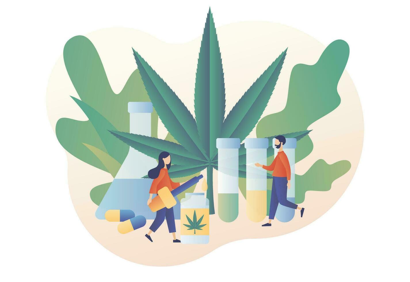 cbd odling företag. cannabis medicinsk. distribution av hampa Produkter, marijuana försäljning marknadsföra. modern platt tecknad serie stil. vektor illustration