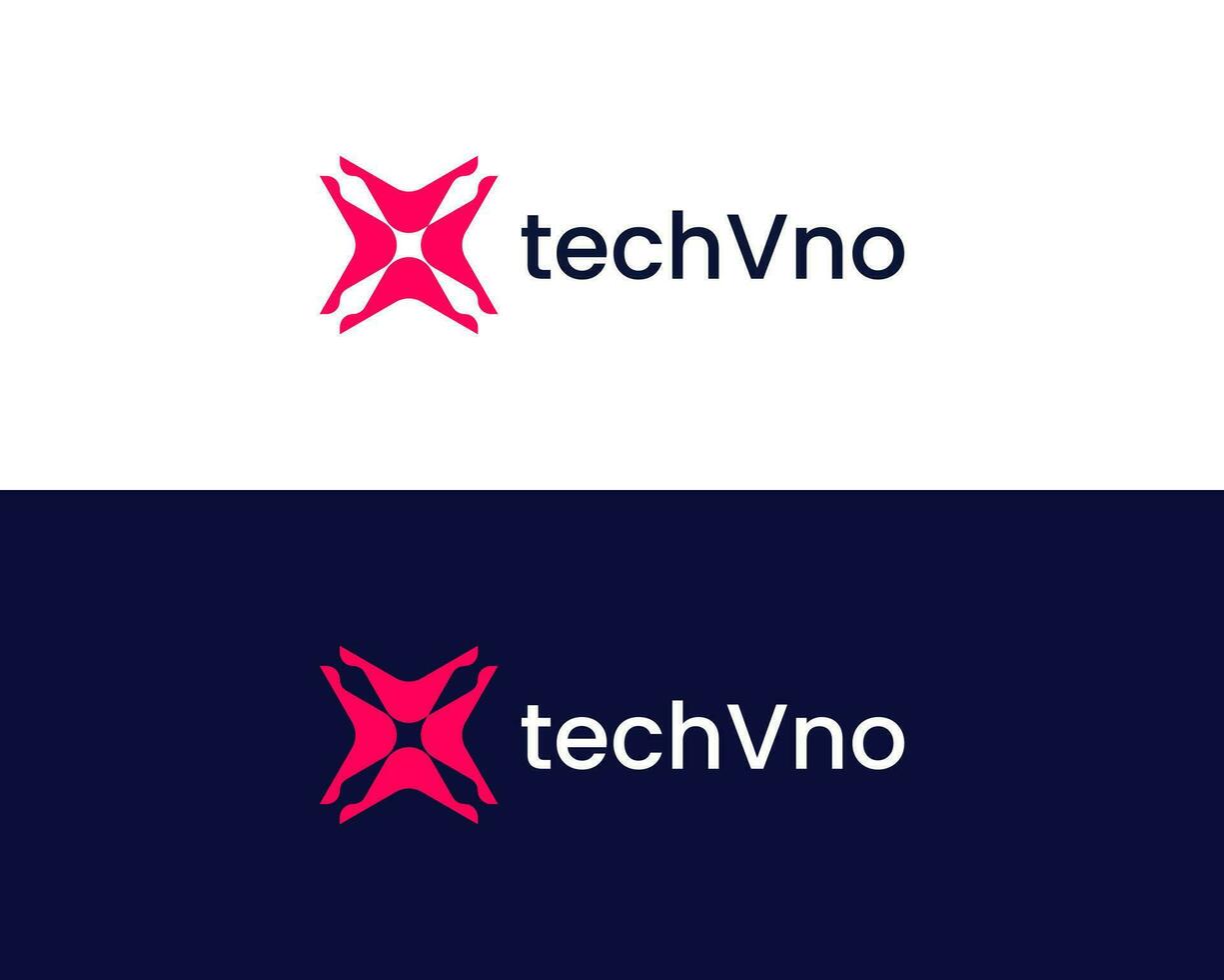 Technik und Technologie Logo mit v , Kreis und Mannschaft Arbeit Logo Design vektor