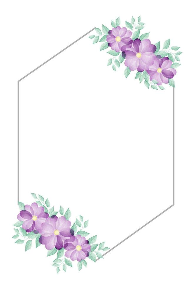 vattenfärg blommig geometrisk ram vektor