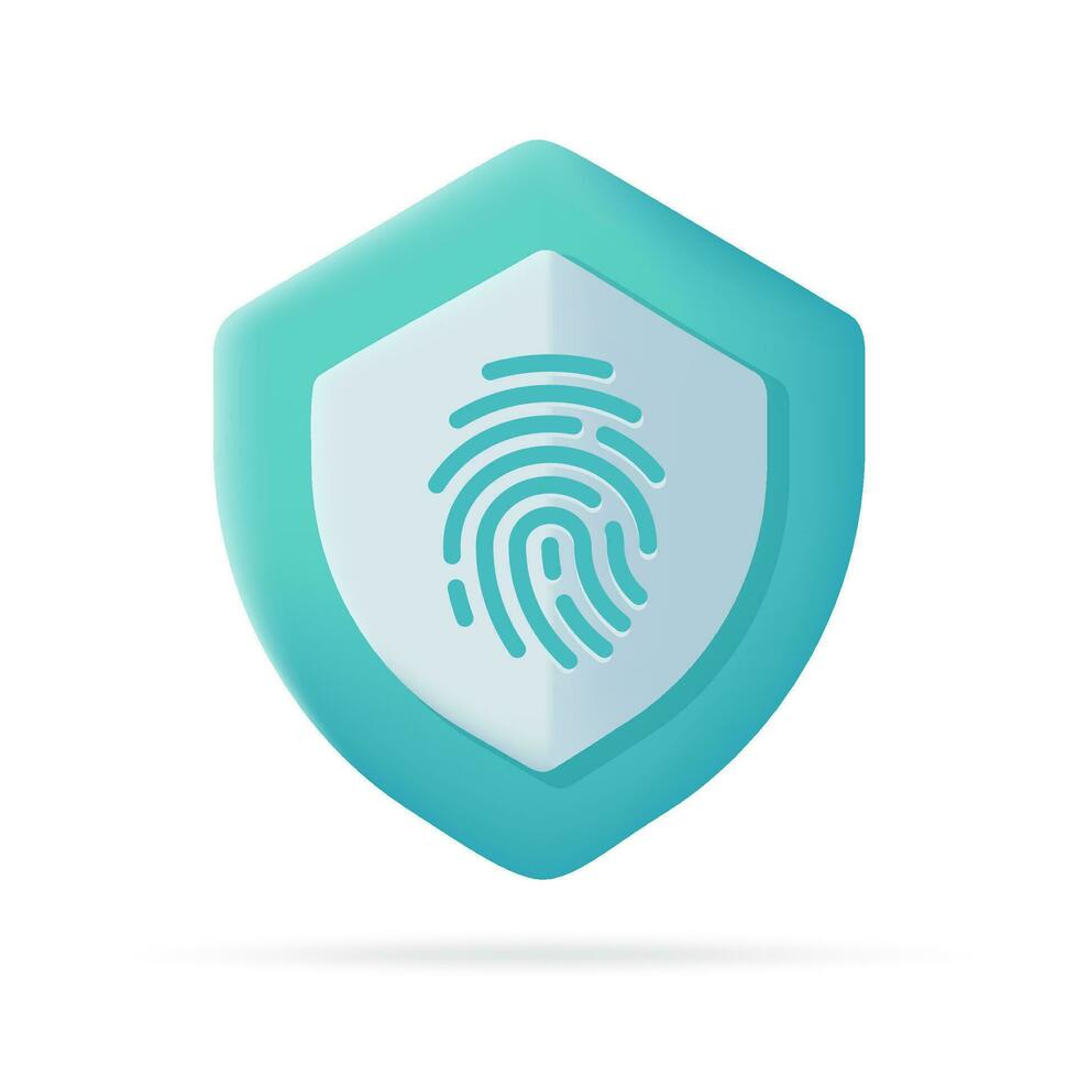 3d skydda finger scanner ikon. säkerhet begrepp. Lösenord. pengar skydd från skurkar. 3d illustration vektor