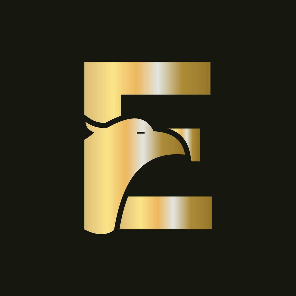 Brief e Adler Logo Design. Transport Symbol Vektor Vorlage